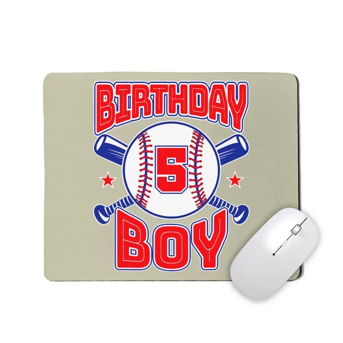 5th Birthday Baseball Big Number Five 5 Year Old Mousepad