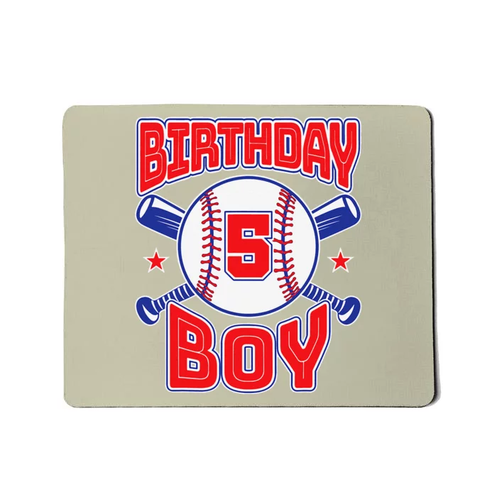 5th Birthday Baseball Big Number Five 5 Year Old Mousepad