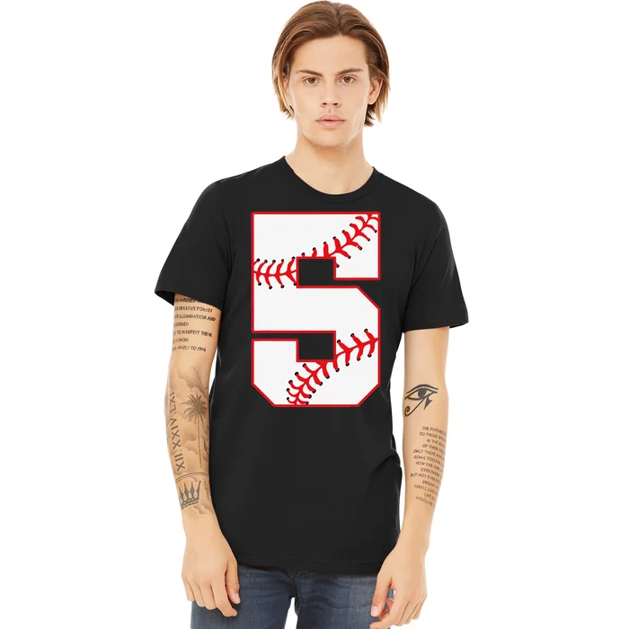 5th Birthday Baseball Big Number Five 5 Year Old Premium T-Shirt