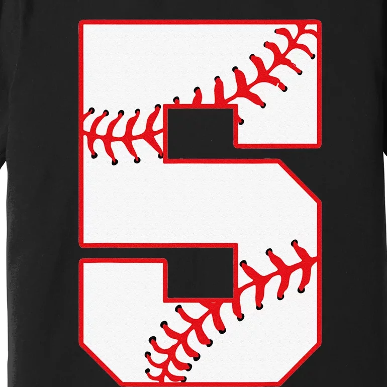 5th Birthday Baseball Big Number Five 5 Year Old Premium T-Shirt