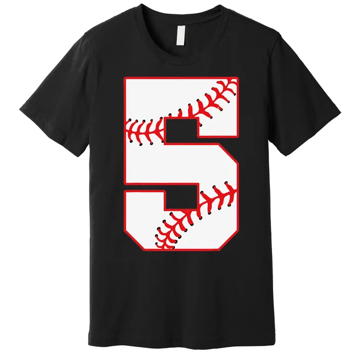 5th Birthday Baseball Big Number Five 5 Year Old Premium T-Shirt