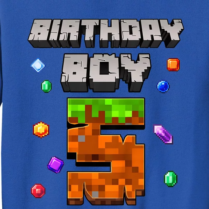 5th Birthday Boy 5 Video Gamer Pixel Number Five Bday Party Tall Sweatshirt