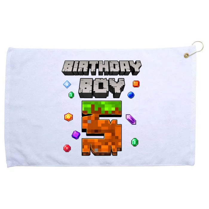 5th Birthday Boy 5 Video Gamer Pixel Number Five Bday Party Grommeted Golf Towel