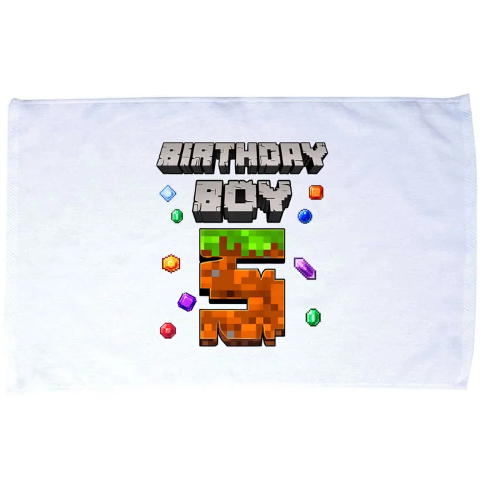 5th Birthday Boy 5 Video Gamer Pixel Number Five Bday Party Microfiber Hand Towel