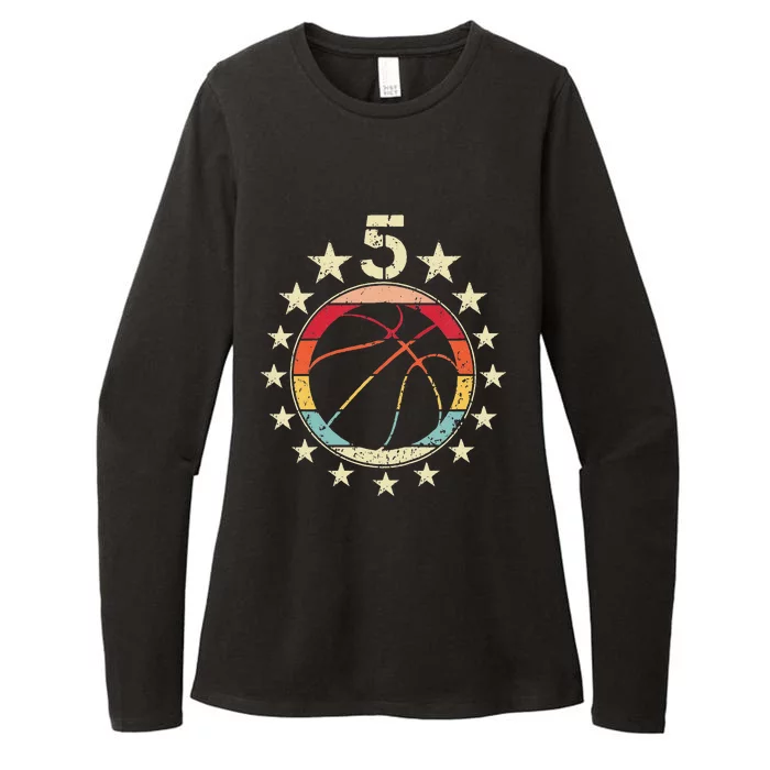 5th Birthday Basketball Fifth 5 Year Old Birthday Womens CVC Long Sleeve Shirt