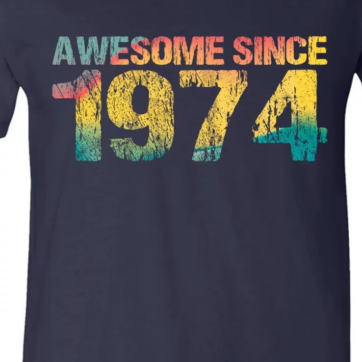 50th Birthday Born 1974 Gift Awesome Since 1974 V-Neck T-Shirt