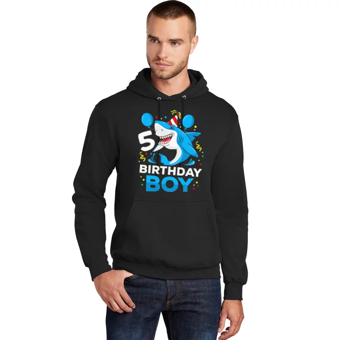 5th Birthday Boy Shark Ocean Theme Party 5 Years Old For Boy Hoodie