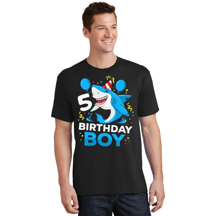 5th Birthday Boy Shark Ocean Theme Party 5 Years Old For Boy T-Shirt