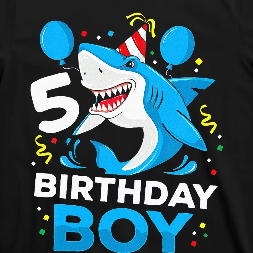 5th Birthday Boy Shark Ocean Theme Party 5 Years Old For Boy T-Shirt