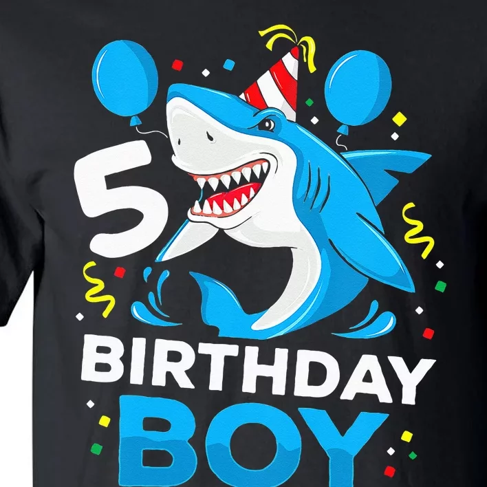 5th Birthday Boy Shark Ocean Theme Party 5 Years Old For Boy Tall T-Shirt