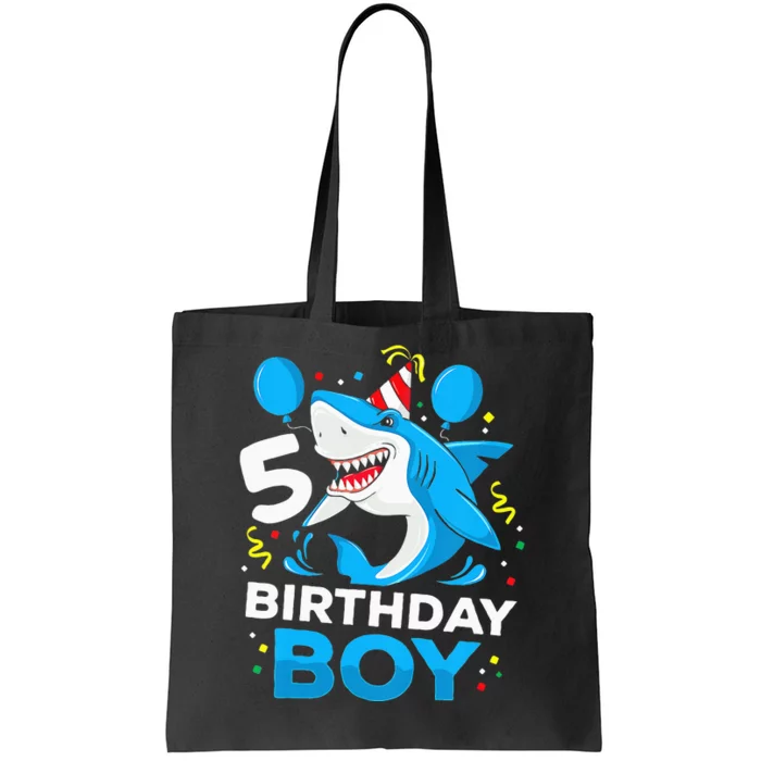 5th Birthday Boy Shark Ocean Theme Party 5 Years Old For Boy Tote Bag