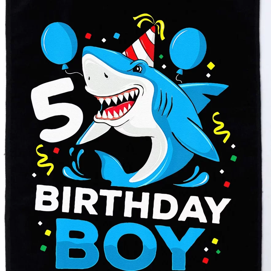 5th Birthday Boy Shark Ocean Theme Party 5 Years Old For Boy Platinum Collection Golf Towel