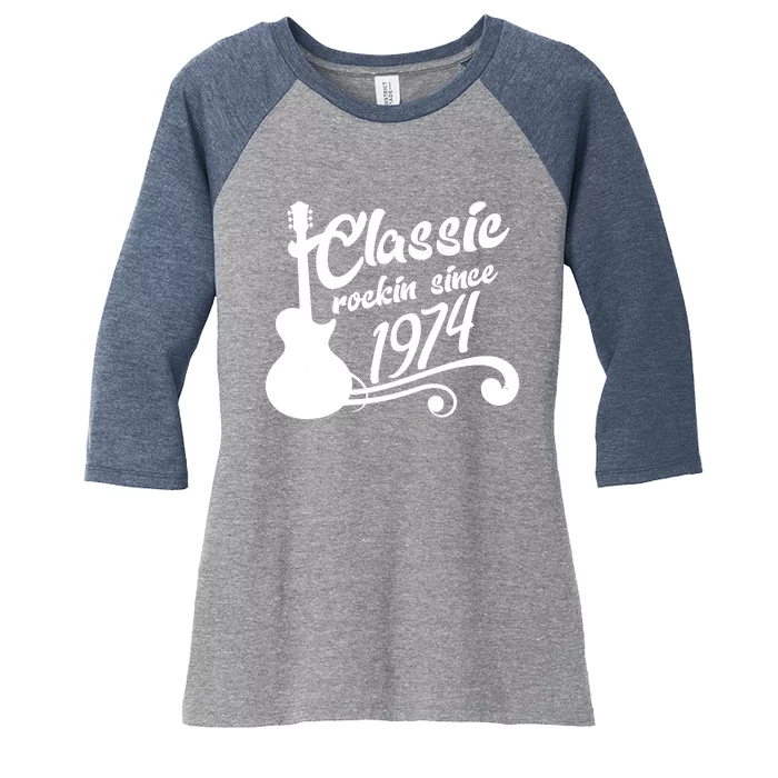 50th Birthday Classic Rockin Since 1974 Women's Tri-Blend 3/4-Sleeve Raglan Shirt