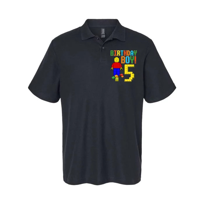 5th Birthday Cute 5 Years Old Block Building Softstyle Adult Sport Polo