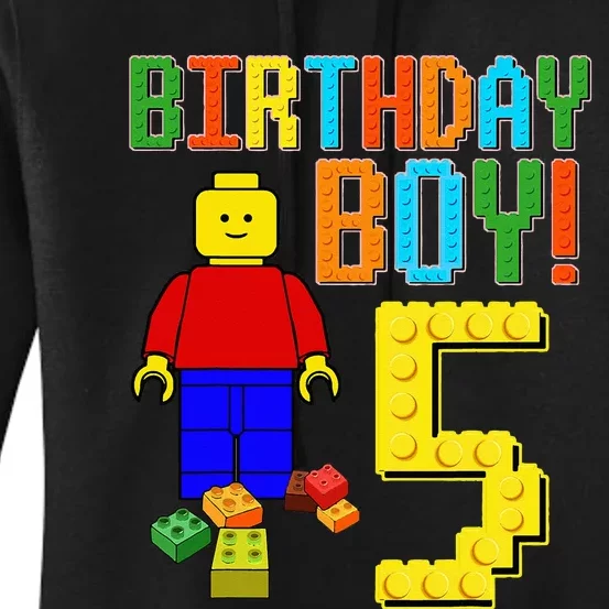 5th Birthday Cute 5 Years Old Block Building Women's Pullover Hoodie