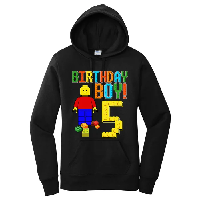 5th Birthday Cute 5 Years Old Block Building Women's Pullover Hoodie