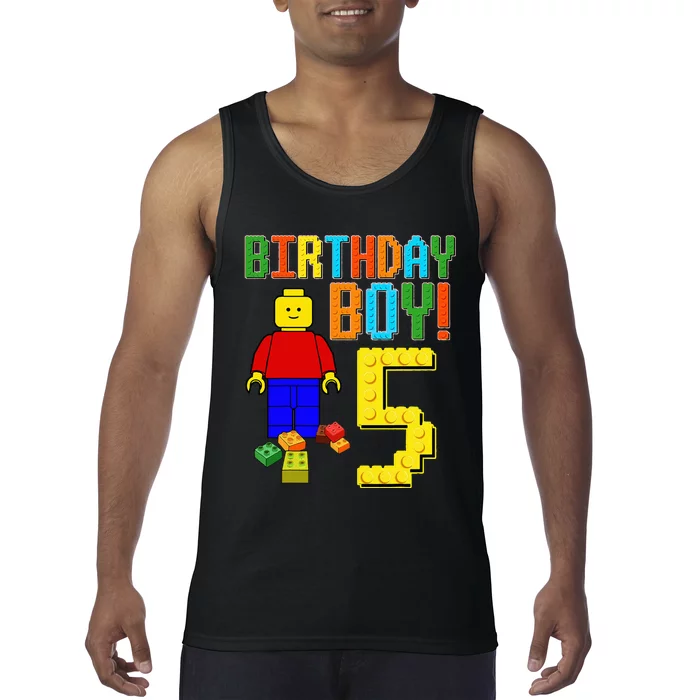 5th Birthday Cute 5 Years Old Block Building Tank Top