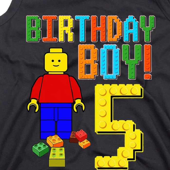 5th Birthday Cute 5 Years Old Block Building Tank Top