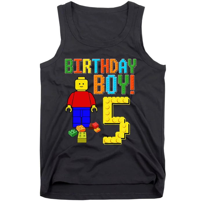 5th Birthday Cute 5 Years Old Block Building Tank Top