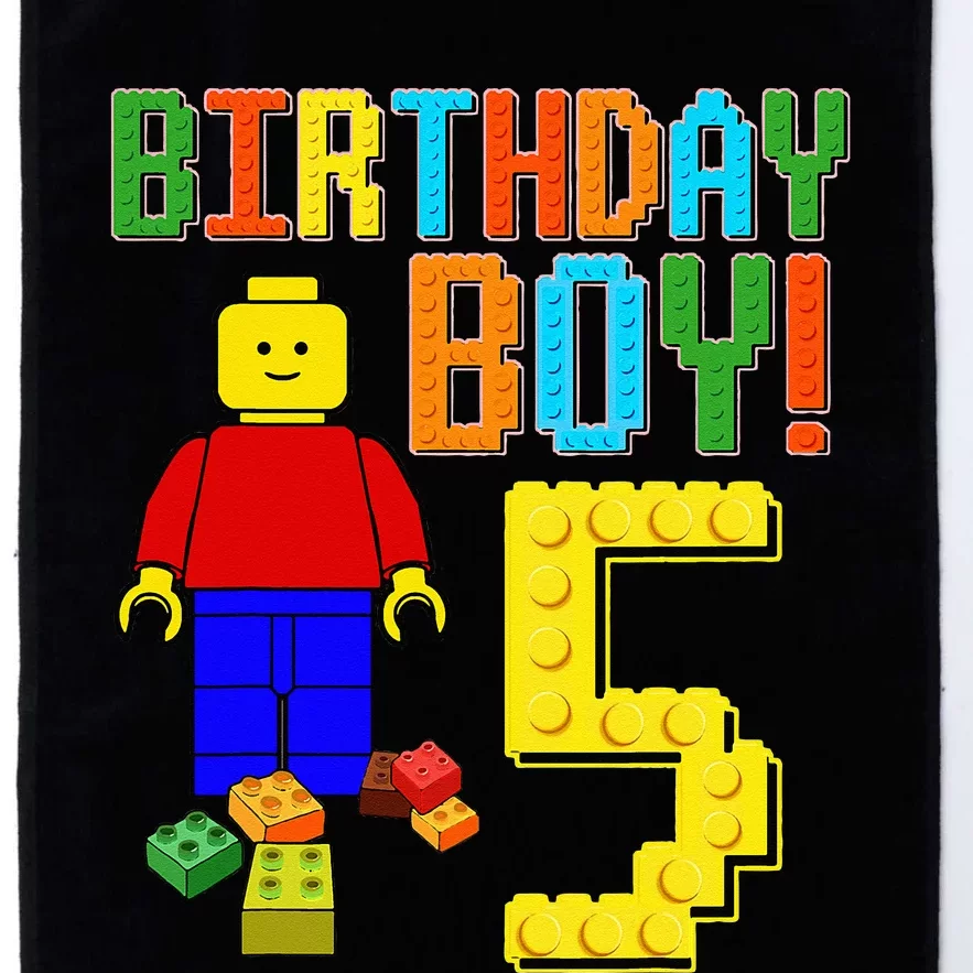 5th Birthday Cute 5 Years Old Block Building Platinum Collection Golf Towel