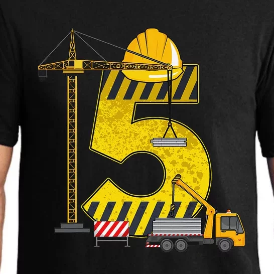 5th Birthday Construction Vehicle Excavator Truck Pajama Set