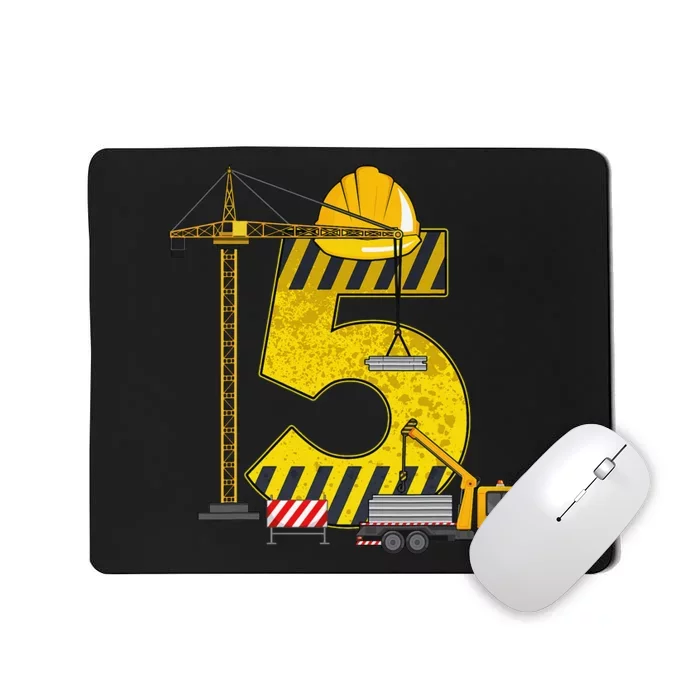 5th Birthday Construction Vehicle Excavator Truck Mousepad