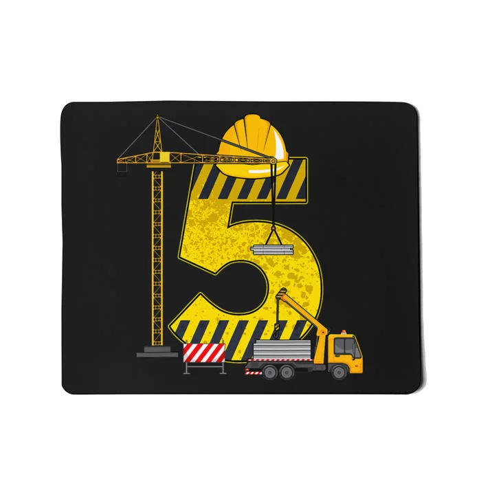 5th Birthday Construction Vehicle Excavator Truck Mousepad