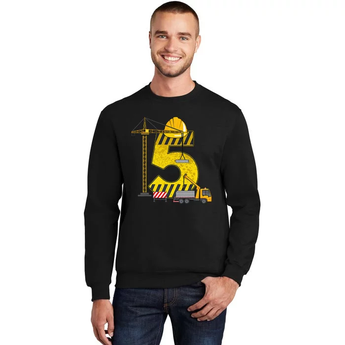 5th Birthday Construction Vehicle Excavator Truck Tall Sweatshirt