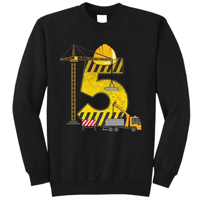 5th Birthday Construction Vehicle Excavator Truck Tall Sweatshirt