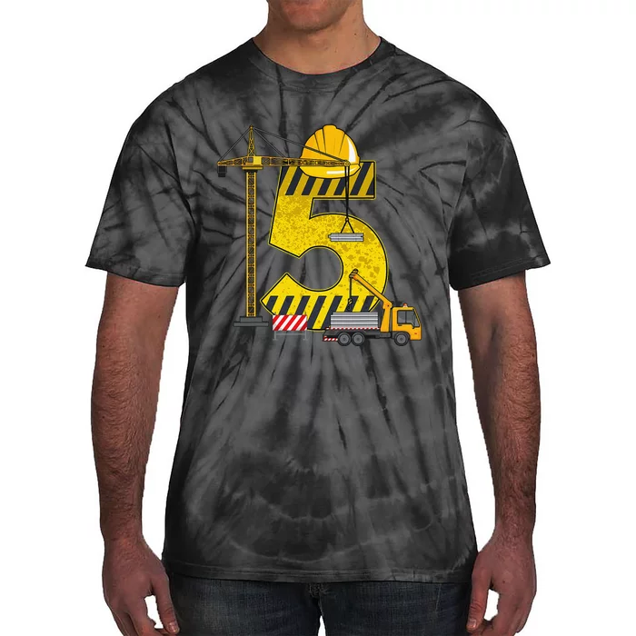 5th Birthday Construction Vehicle Excavator Truck Tie-Dye T-Shirt