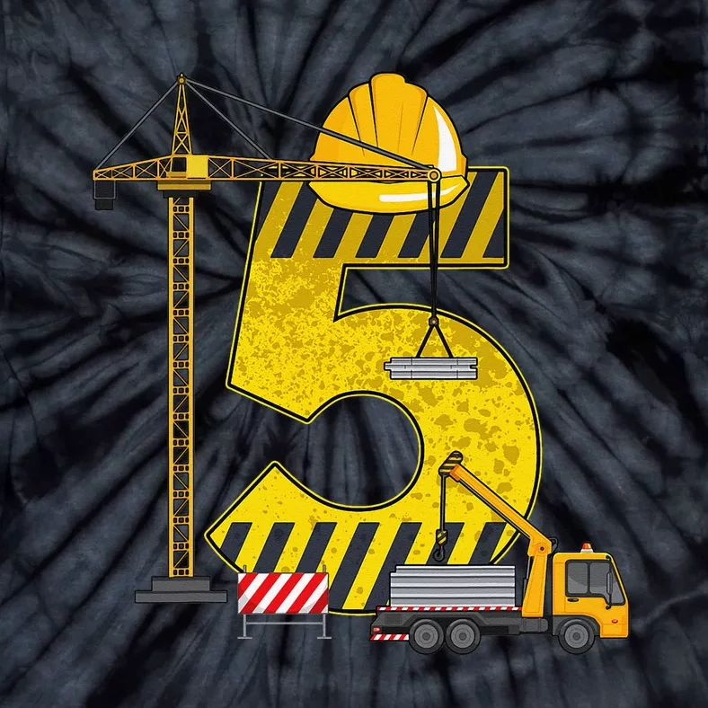 5th Birthday Construction Vehicle Excavator Truck Tie-Dye T-Shirt