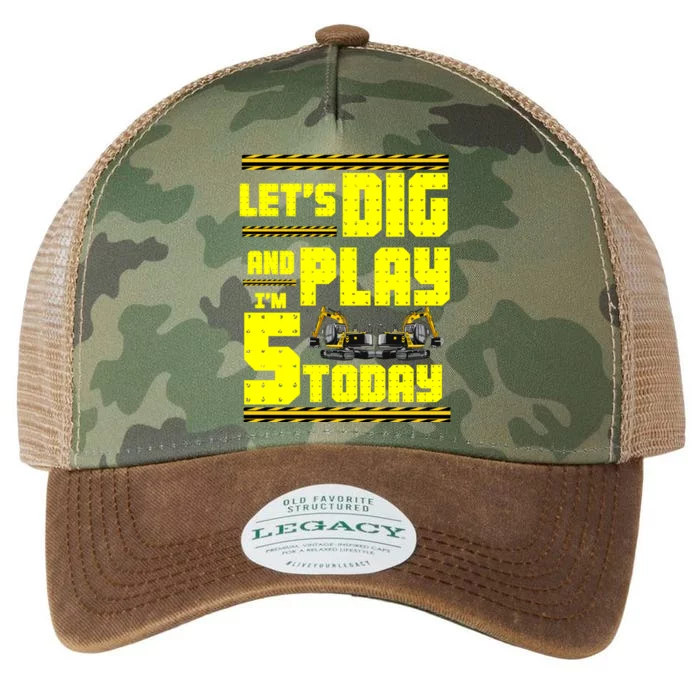 5th Birthday Construction Legacy Tie Dye Trucker Hat