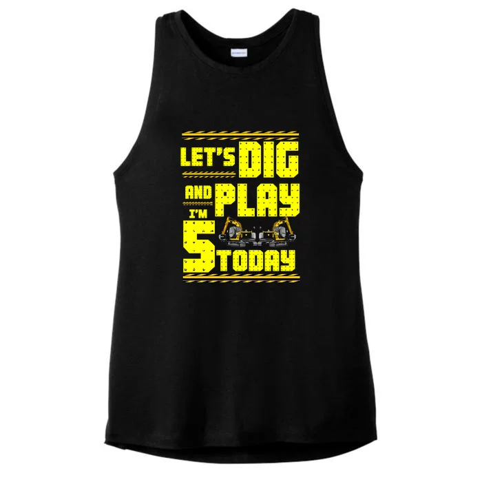 5th Birthday Construction Ladies Tri-Blend Wicking Tank