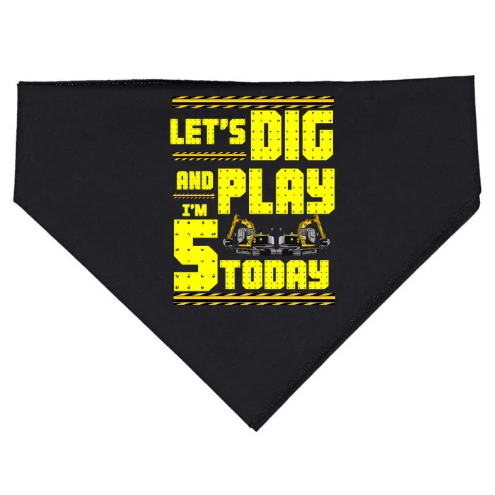 5th Birthday Construction USA-Made Doggie Bandana