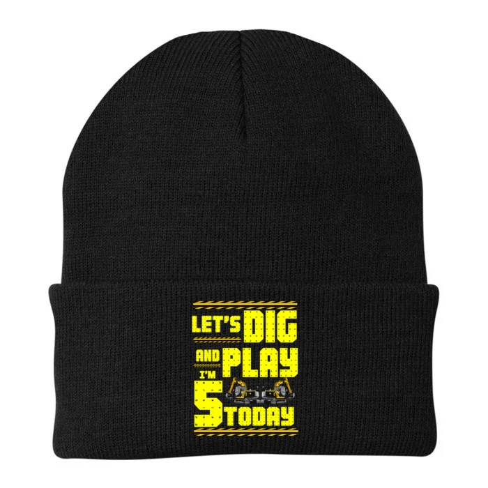 5th Birthday Construction Knit Cap Winter Beanie