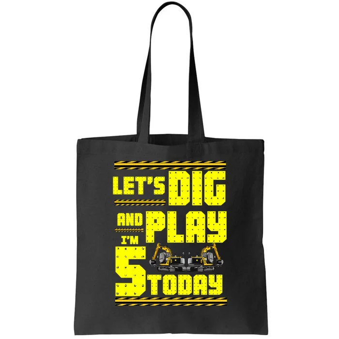 5th Birthday Construction Tote Bag