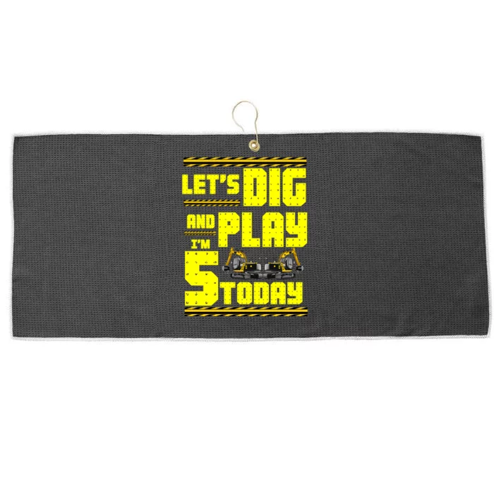 5th Birthday Construction Large Microfiber Waffle Golf Towel