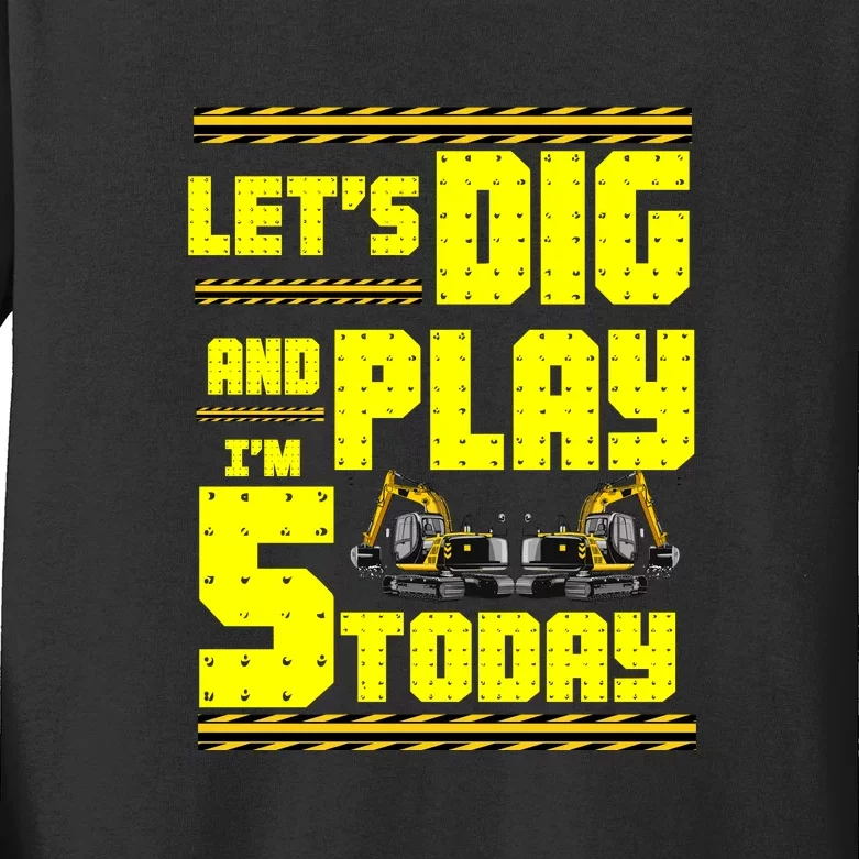 5th Birthday Construction Kids Long Sleeve Shirt