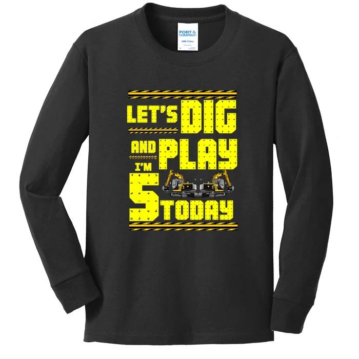 5th Birthday Construction Kids Long Sleeve Shirt