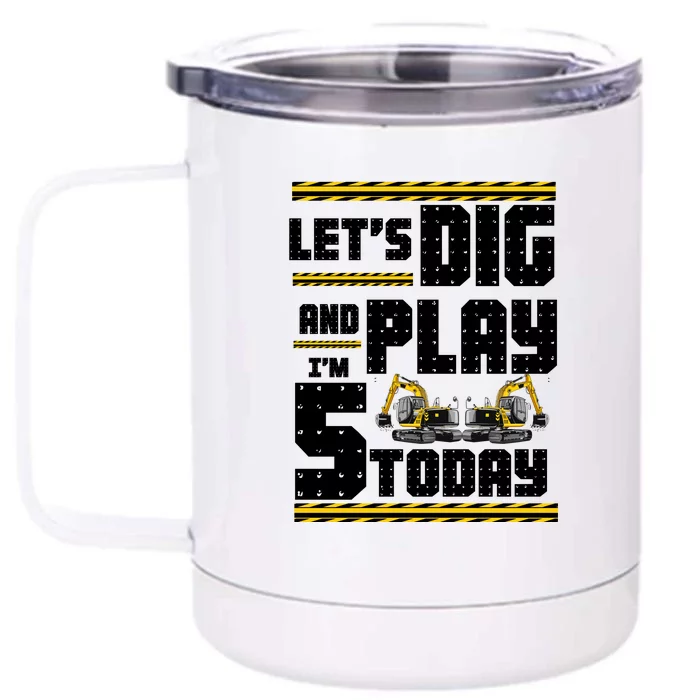 5th Birthday Construction Front & Back 12oz Stainless Steel Tumbler Cup