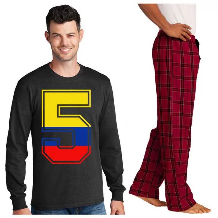 5th Birthday Colombian 5 Years Old Number 5 Colombia Flag Long Sleeve Pajama Set