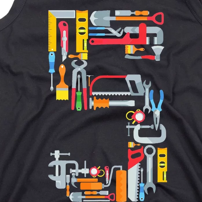 5th Birthday Construction Theme Building Tools 5 Year Old Tank Top