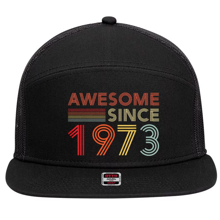 50 Birthday Decorations M.e.n.s WoM.e.n.s 1973 BDay 50th Birthday 7 Panel Mesh Trucker Snapback Hat