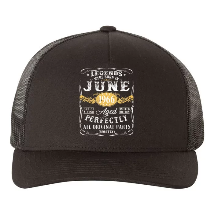 57th Birthday Decoration Legends Were Born In June 1966 Yupoong Adult 5-Panel Trucker Hat