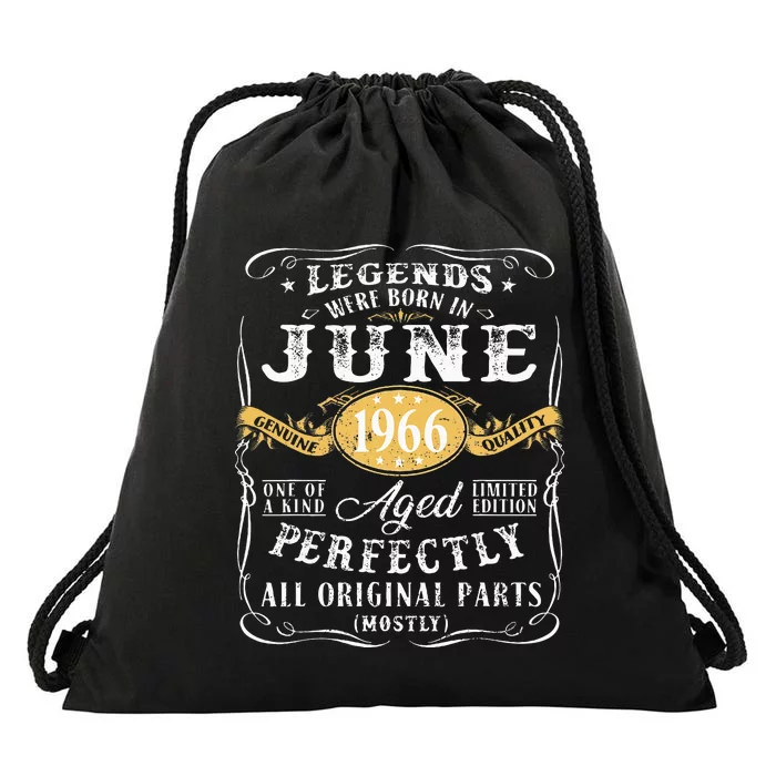 57th Birthday Decoration Legends Were Born In June 1966 Drawstring Bag