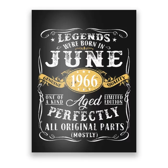 57th Birthday Decoration Legends Were Born In June 1966 Poster