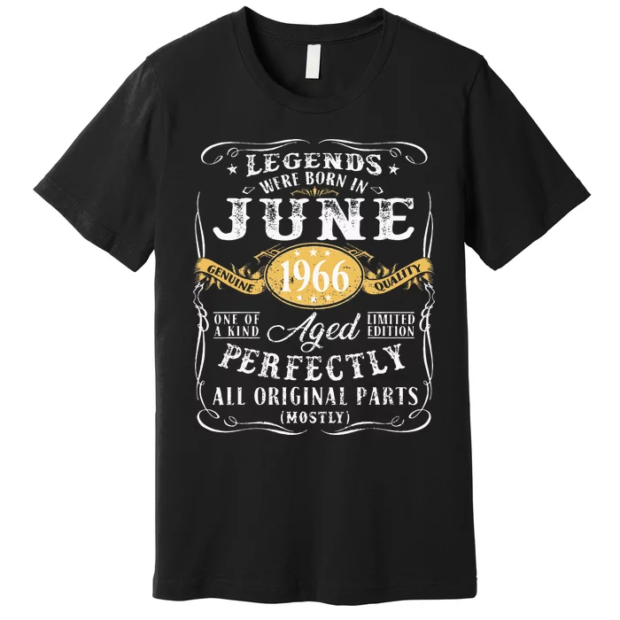 57th Birthday Decoration Legends Were Born In June 1966 Premium T-Shirt