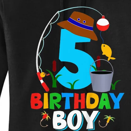 5th Birthday Fishing Fish Bday Party Decorations Women's Pullover