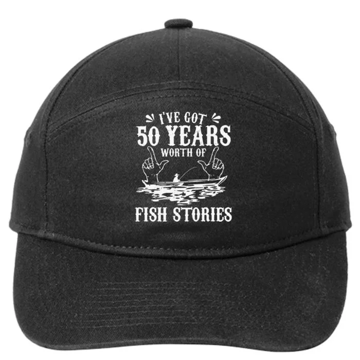 50th Birthday Fisherman Funny Bass Fishing Gift Idea 7-Panel Snapback Hat