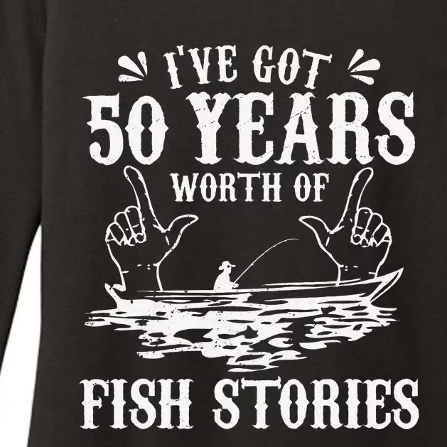 50th Birthday Fisherman Funny Bass Fishing Gift Idea Womens CVC Long Sleeve Shirt